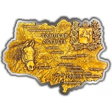 Магнит из бересты вырезной Томская область карта серебро