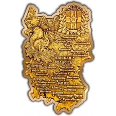 Магнит из бересты вырезной Омская область карта золото