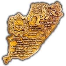 Магнит из бересты вырезной Приморский край карта золото