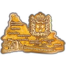 Магнит из бересты вырезной Карта Оренбургской области театр золото