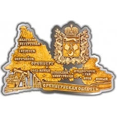 Магнит из бересты вырезной Карта Оренбургской области театр серебро
