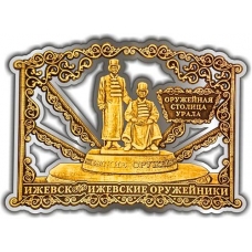 Магнит из бересты вырезной Ижевск Памятник Оружейникам серебро