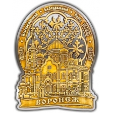 Магнит из бересты вырезной Воронеж Благовещенский собор (овал) серебро