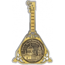 Магнит из бересты Екатеринбург Свято-Троицкий собор круг Балалайка серебро