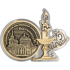 Магнит из бересты Екатеринбург Ново-Тихвинский женский монастырь круг Свечка серебро