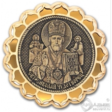 Магнит из бересты Николай Чудотворец купола золото