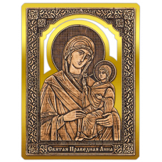Магнит из бересты прорезной Икона Святая Праведная Анна (Золото) В-22710 