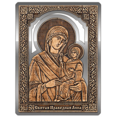 Магнит из бересты прорезной Икона Святая Праведная Анна (Золото) В-22711