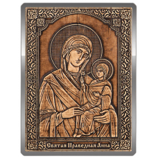 Магнит из бересты сплошной Икона Святая Праведная Анна (Серебро) В-22713 