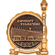 Магнит из бересты Новосибирск Аэропорт Толмачево круг Фонарь золото