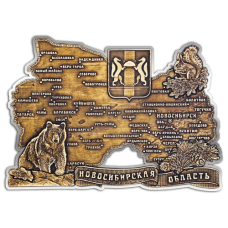 Магнит из бересты вырезной Новосибирская "Область карта" (Серебро) В-22402
