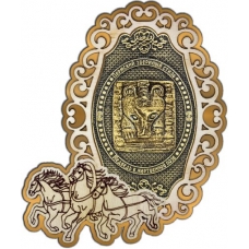 Магнит из бересты Пермский звериный стиль фигурный Тройка золото