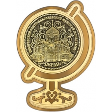Магнит из бересты Пермь Белогорский монастырь круг Глобус золото