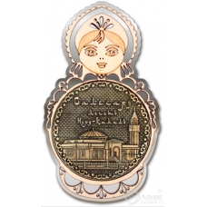 Магнит из бересты Салехард-Мечеть Нурд-Камал матрешка серебро