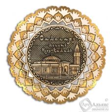 Магнит из бересты Салехард-Мечеть Нурд-Камал снежинка 3-х слойная