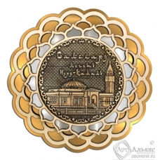 Магнит из бересты Салехард-Мечеть Нурд-Камал Купола 3-х слойная