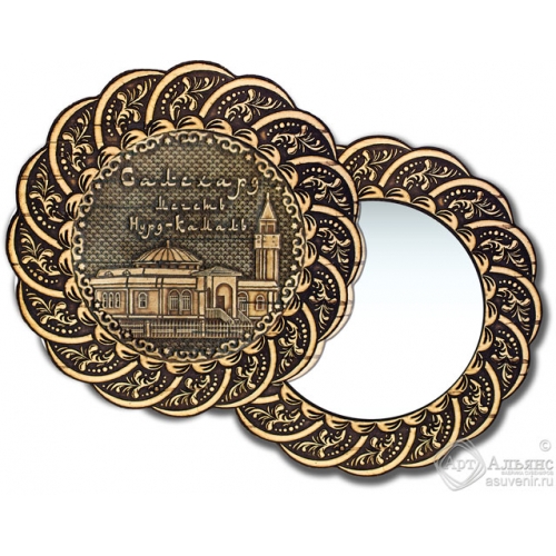 Зеркало из бересты Вернисаж без ручки Салехард-Мечеть Нурд-Камал