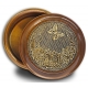 Шкатулка деревянная круглая с накладками из бересты "Бабочка" (береста, тиснение, бук) Ш-22521